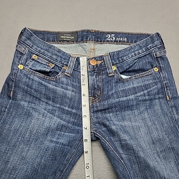 J Crew Toothpick Womens Jeans 25 Ankle Blue Faded Front - Picture 3 of 10
